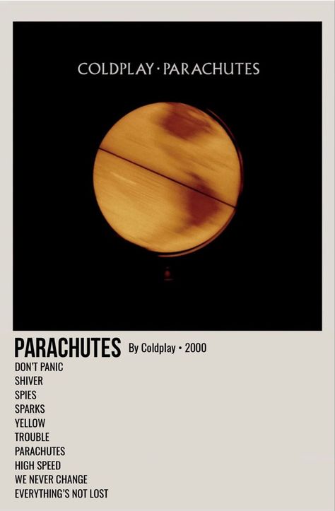 parachutes | Music poster design, Music poster ideas, Music poster #Poloroid_Pictures_Album_Covers #Albums_Polaroid_Posters #Jpillas42_Minimal_Posters #Coldplay_Parachutes_Poster Cool Music Posters Aesthetic, The Happy Fits Album Cover, Music Album Polaroid Poster, Jpillas42 Minimal Posters, Polaroid Poster Music Albums, Coldplay Parachutes Poster, Coldplay Album Poster, Music Album Poster Design, Album Cover Polaroid Posters