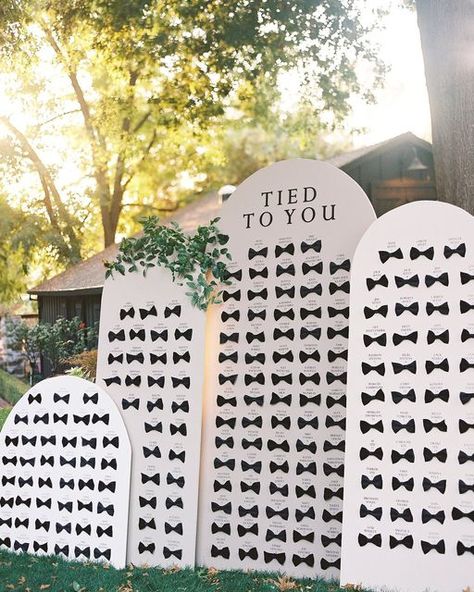 Destination Wedding Planner on Instagram: "A Black Tie Affair 🖤 | Vendor Team: Full Service Planning & Design: @jennrobirdsevents Photo: @elizabethwarrick_ Signage: @shimmerandstain Video: @lensoflenoxvideography Catering: @farmtotablecatering Cake: ettoresbakeryandcafe Photographer: @elizabethwarrick_ Floral Design: @organicflora Beauty: @missmarissartistry @sarastarr.hair Stationery: @valleypressco DJ: @djjoedeborba Rentals: @theonicollection @celebrationseventrentals @latavolalinen Unique Wedding Seating Chart Ideas, Unique Wedding Seating Chart, Unique Wedding Seating, Seating Chart Ideas, Chart Ideas, Private Estate Wedding, Card Display, Wedding Reception Dress, Black Tie Affair