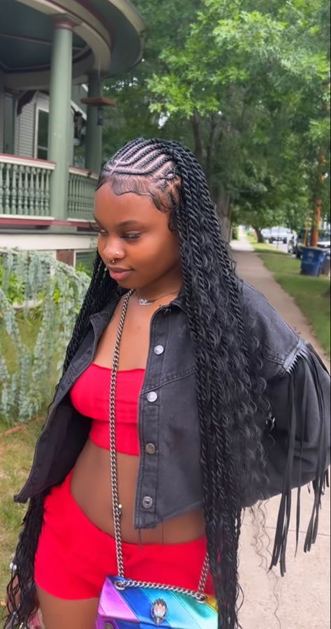 Trible Braids Passion Twist, Plus Size Braids, Matching Hairstyles For Best Friends Braids, Falni Braids With Curls, Tribals With Curly Hair, Tribals With Bohemian Braids, Hairstyles For Black Women Braids Weave, Fulani With Passion Twist, Fulani Island Twist With Curls