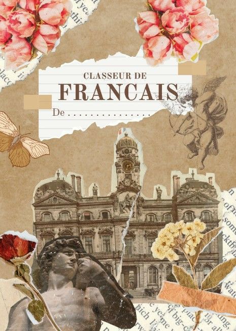 French School Book Cover Ideas, French Cover Page Ideas Aesthetic, French Poster Aesthetic, French Book Cover Ideas School Design, School Book Covers French, Notebook Front Page Ideas Subject, French Project Cover Page Ideas, French Subject Aesthetic, French Cover Page Ideas