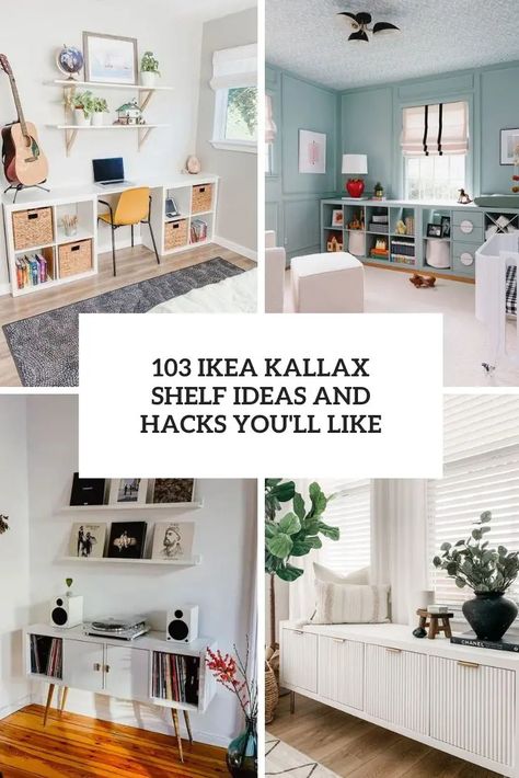 ikea kallax shelf ideas and hacks you'll like cover Ikea Kallax Floating Shelf, Kallax Cat Hack, How To Mount Kallax On Wall, Kallax Shelf Ideas, Kallax Kitchen, Ikea White Kallax Shelf, Kallax Styling, Ikea Kallax 4x4, Ikea Inspirations