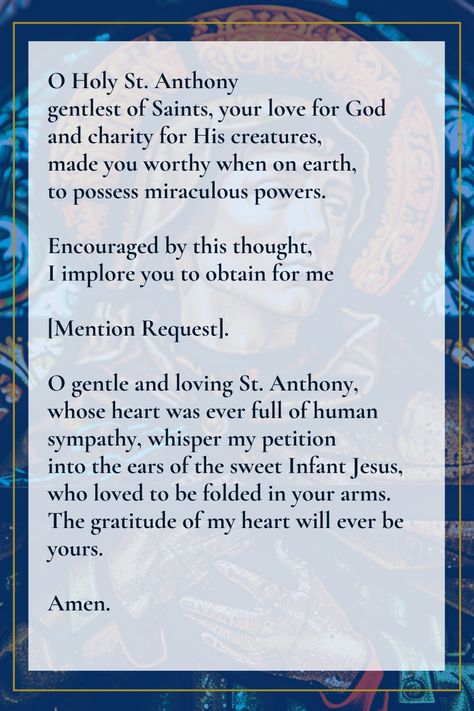 Discover the power of the Unfailing Prayer to St. Anthony for Obtaining Lost Things. Invoke Saint Anthony's miraculous intercession with this St. Anthony Prayer for Lost Things and experience the St. Anthony Miracle Prayer that has brought hope and recovery to countless faithful. Prayer To St Anthony For Lost Things, St Anthony Prayer Lost, St Anthony Miracle Prayer, Prayers For Help, St Anthony Prayer, Prayer For Help, St Anthony Of Padua, Catholic Prayers Daily, Anthony Of Padua