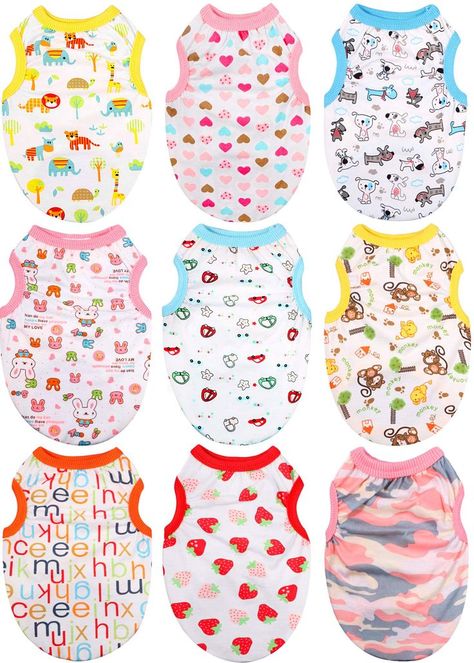 9 Pieces Dog T-Shirt Puppy Shirts Cute Print Pet Dog Shirt Small Dog Clothes Summer Pet Shirt Doggie Vest for Small Dogs Pets Puppy Kitten (Medium) Shirts Cute, Small Dog Clothes, Dog Clothes Patterns, Pet Shirts, Puppy Clothes, Clothes Summer, Dog T Shirt, Pet Puppy, Waist Circumference