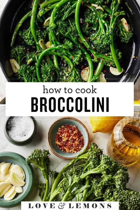 Sauteed Broccolini Recipe - Love and Lemons Keto Veggie Sides, How To Cook Broccolini, Brocolini Recipes, Broccolini Recipe, Lemons Recipes, Homemade Pesto Recipe, Entertaining Food, Keto Side, Keto Side Dishes