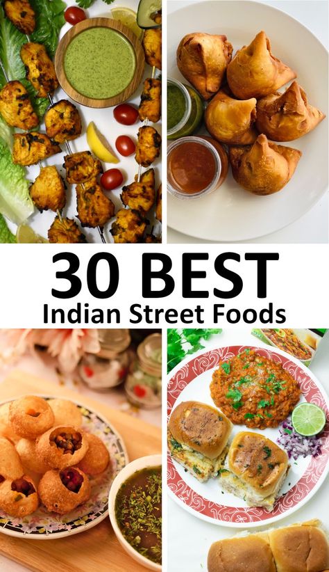 The 30 BEST Indian Street Foods (Indian Snacks) - GypsyPlate Grilled Tandoori Chicken, Samosa Chaat, Brazilian Samba, Pani Puri, Vegetarian Sandwich, Roasted Chicken Breast, Indian Bread, Indian Street, Street Foods