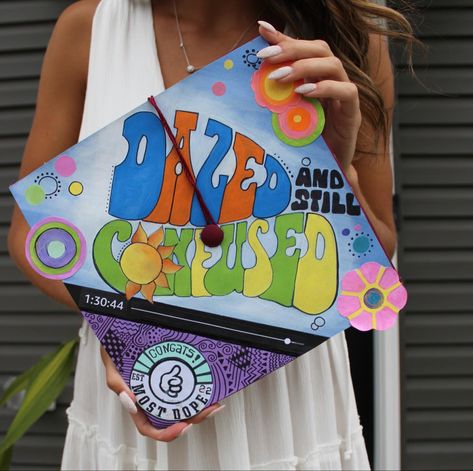 Groovy Graduation Cap, Stevie Nicks Graduation Cap, Dazed And Confused Graduation Caps, Retro Graduation Cap, Cute Grad Cap Designs, 10 Things I Hate About You Grad Cap, Hippie Graduation Cap, Graduate Ideas, Graduation Goals