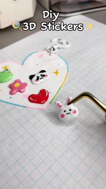 How To Make Handmade Stickers, Home Made Stickers Diy, Handmade Stickers Diy, Crafts With Hot Glue, Homemade Stickers, Toys Ideas, 2024 Ideas, 3d Craft, 3d Pen