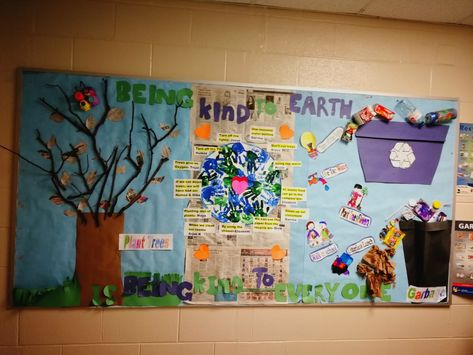 Save Environment Board Decoration, Environmental Bulletin Boards, Earth Day Window Display, Earth Day Bulletin Board Ideas Preschool, Recycling Bulletin Boards, Earth Bulletin Board Ideas, Earth Day Board Decoration, Earth Day Decoration Ideas, Earth Day Bulletin Board Ideas