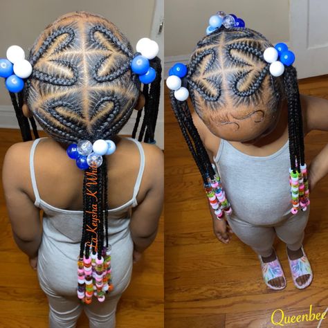 Girl Hairstyles Kids Black Little Natural Hair, Kidsbraids Hairstyles With Beads, Three Ponytail Braids For Kids, Braided Hairstyles Money Sign, Baked Bbq Chicken Sides, Kid Braid Styles Black Children Hair, Hairstyles For Little Black Girls Easy Braided, Quick Kiddie Hairstyles, Kid Heart Braid Styles