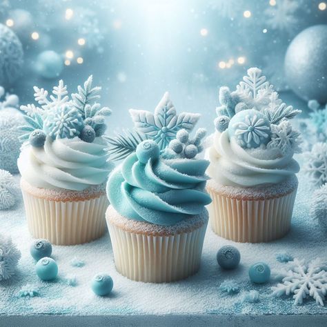 Snow Birthday Party Ideas, Disney Christmas Desserts, Christmas Desserts Aesthetic, Cupcakes Noel, Winter Themed Cupcakes, Snow Cupcakes, Winter Wonderland Cupcakes, Winter Cake Ideas, December Desserts