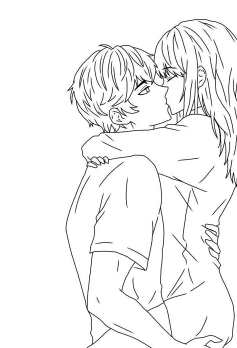 Romantic Manga Drawing, Manga Poses Couple Sleeping, Boyfriend Pictures Drawing, Cute Couple Art Base Carrying, Cute Anime Couple Coloring Pages, Love Anime Drawings, Sus Drawing Poses Couple, Kissing Body Base, Couple Base With Hair