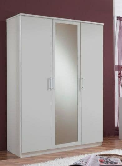 Almirah Design, White Effect, Almirah Designs, 3 Door Wardrobe, Mirrored Door, Diy Wardrobe, Matching Furniture, Alpine White, Bedroom Wardrobe