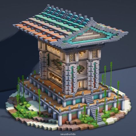 Library Minecraft, Minecraft Japanese House, Minecraft Japanese, Minecraft Statues, Bangunan Minecraft, Minecraft Modern, Cute Minecraft Houses, Japanese Temple, Minecraft Tips