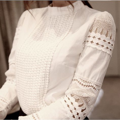 Cheap blouse sequins, Buy Quality blouse women directly from China blouse tshirt Suppliers:  2014 New Women Long Sleeve Chiffon Blouses Casual Lace Hollow Sleeve Shirt & Blusas Fashion White Tops  2015 New Pu Long Sleeve Womens Tops, Woman Blouse Casual, Chiffon Lace Blouse, Lace Blouse Long Sleeve, Straight Clothes, Tops And Blouses, Lace Chiffon, Mode Casual, Women Long Sleeve Tops