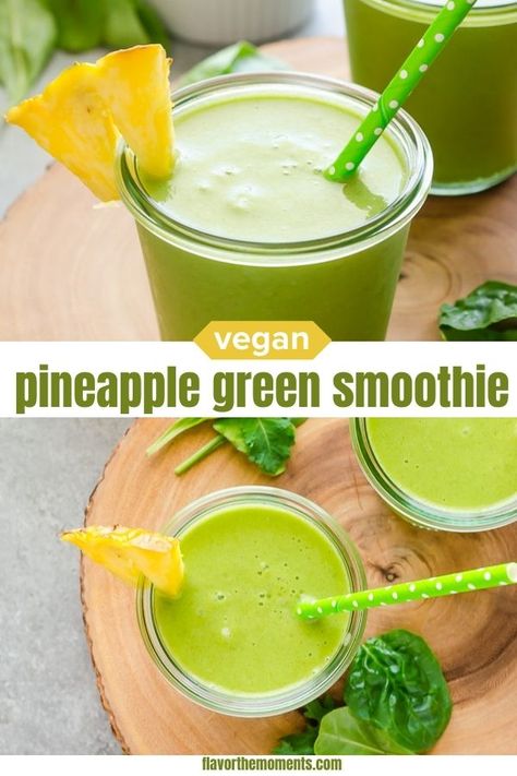 Pineapple Green Smoothie Flower Drinks, Smoothie With Pineapple, Pineapple Green Smoothie, Green Apple Smoothie, Apple Smoothie Recipes, Juice Blends, Power Greens, Vegan Breakfasts, Family Snacks