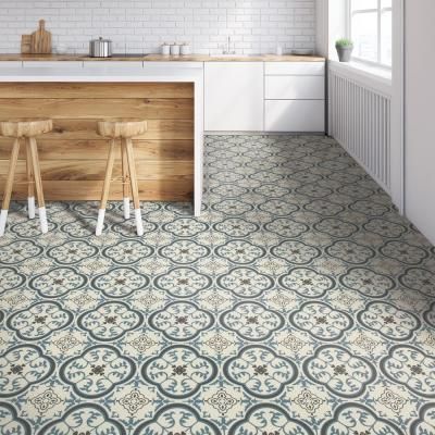 Soho Blue and Grey Decorative Residential/Light Commercial Vinyl Sheet Flooring 13.2ft. Wide x Cut to Length Sheet Flooring Vinyl, Sheet Flooring, Vinyl Sheet Flooring, Vinyl Flooring Kitchen, Sheet Vinyl Flooring, Hiasan Bilik Tidur, Beautiful Flooring, Grey Sheets, Linoleum Flooring