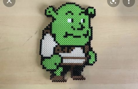 Shrek Perler, Melt Beads, Pixel Beads, Melty Bead Patterns, Pearl Beads Pattern, Easy Perler Beads Ideas, Perler Art, 8bit Art, Hama Beads Design