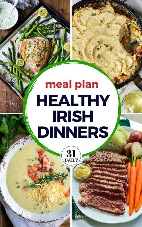 We're celebrating the Emerald Isle all week with these Healthy Irish Dinners. From soups to seafood, a gluten-free Shepherd's Pie, and yes, even a St. Patrick's Day classic, Corned Beef and Cabbage. Irish Dinners, Irish Dinner Recipes, Ireland Images, Irish Stew Recipe, Irish Dinner, 31 Daily, Chowder Recipes Seafood, Corned Beef And Cabbage, Beef And Cabbage