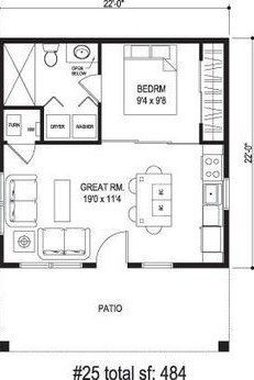 Garage Decor. Wish t Guest House Plans, Wohne Im Tiny House, Plan Chalet, Studio Layout, Casa Loft, Vacation Cottage, A Small House, Tiny House Floor Plans, Casa Container