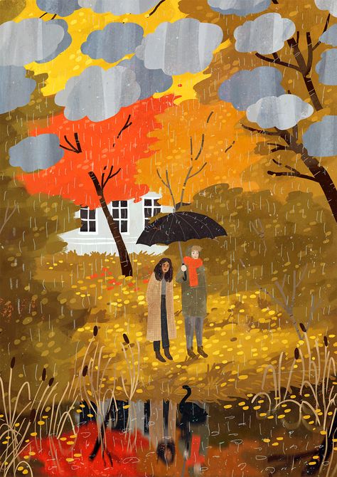 Animated gif uploaded by Cristy Granger. Find images and videos about gif, cat and autumn on We Heart It - the app to get lost in what you love. Autumn Gif, Autumn Illustrations, Illustration Autumn, Illustration Gif, Beau Gif, Gif Art, Autumn Rain, Autumn Illustration, Autumn Scenes