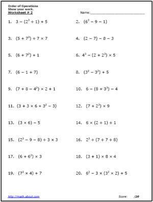 Order of Operations Worksheets Pemdas Worksheets, 8th Grade Math Worksheets, Exponent Worksheets, Integers Worksheet, Mathematics Worksheets, Algebra Worksheets, Free Math Worksheets, Ideas Videos, 7th Grade Math