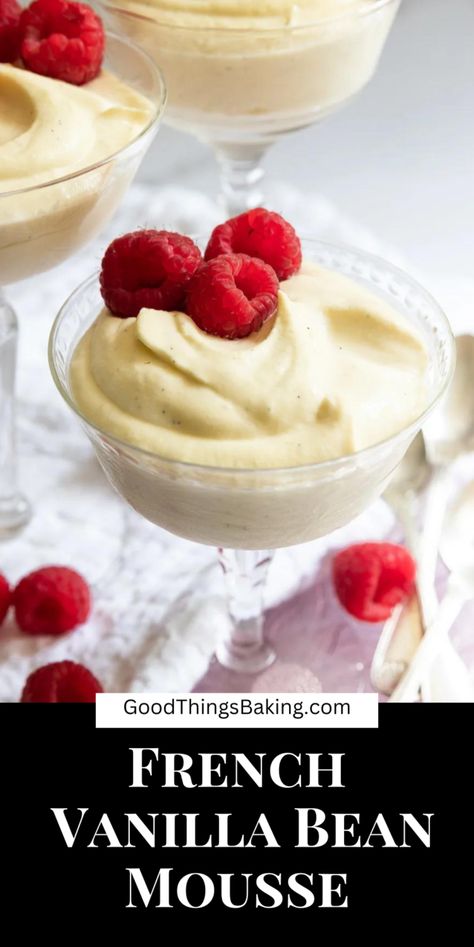 Looking for a classic, simple dessert? Look no further than this easy vanilla mousse! It’s a light and fluffy custard-based dessert made of simple, basic ingredients. Served cold, it's a refreshing, no bake dessert. Vanilla Bean Mousse, Tart Crust Recipe, Fancy Desserts Recipes, Vanilla Mousse, Meringue Desserts, Pudding Flavors, Milk Dessert, Afternoon Tea Recipes, Custard Desserts