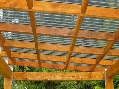 polycarbonate roof option | Flickr - Photo Sharing! Polycarbonate Roof, Small Pergola, Pergola Garden, Pergola Attached To House, Wooden Pergola, Backyard Pergola, Deck With Pergola, Pergola With Roof, Covered Pergola