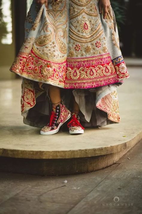 Quirky Footwear Spotted On Real Brides Off-Late! | WedMeGood Louboutin Wedding Heels, Bridal Shoes Wedges, Christian Louboutin Wedding, Christian Louboutin Wedding Shoes, Wedding Wedges, Bridal Sneakers, Designer Wedding Shoes, Wedding Sneakers, Bridal Sandals