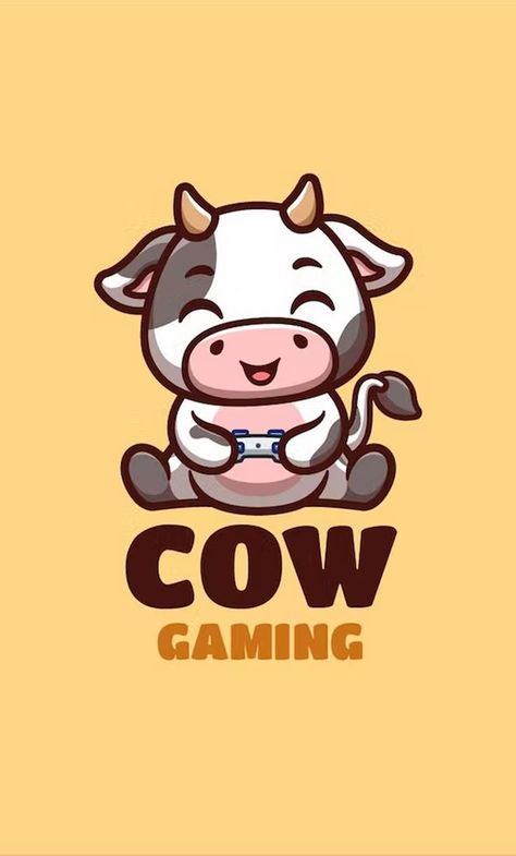 Gaming Cow Cute Kawaii Creative Mascot Logo Template AI, EPS, PSD Cow Cute, Graphic Design Newspaper, Cow Logo, Autograph Book Disney, Logo Feminine, Logo Quiz, Logo Minimal, Logo Typography, Fluffy Kittens