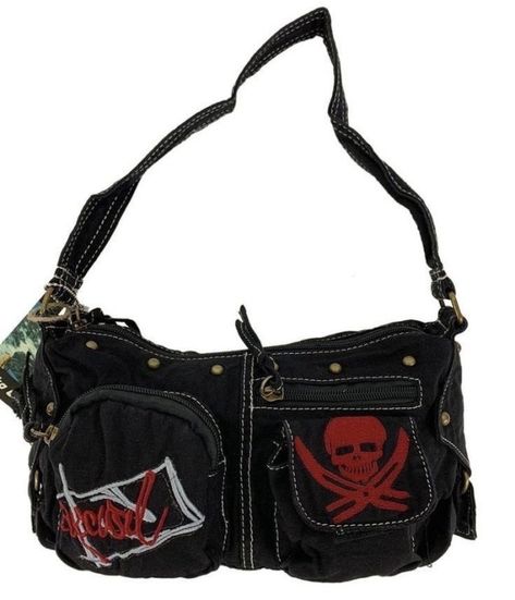 Texture Canvas, Club Fashion, Estilo Hippie, Red Skull, School Style, Estilo Punk, Pretty Bags, Baggy Pants, Swaggy Outfits