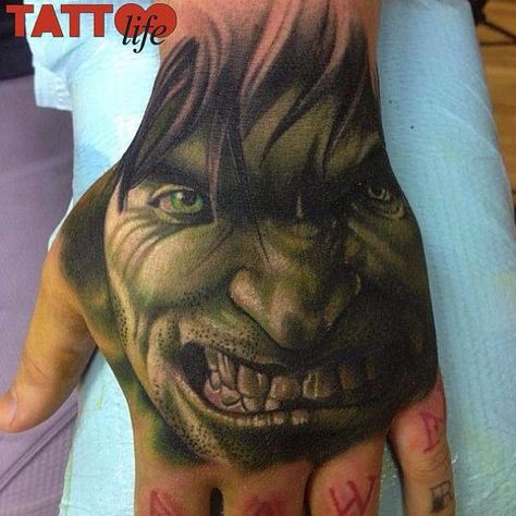 Josh Payne - Ascend Gallery, USA Hulk Hands, Black Widow Tattoo, Body Modification Piercings, Comic Book Tattoo, Portrait Tattoos, Comic Tattoo, Marvel Tattoos, Tattoo Hand, Hulk Smash