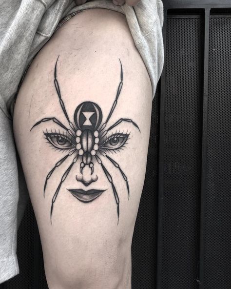 Black widow woman tattoo Sunset Blvd Los Angeles, Black Widow Tattoo, Vegas Tattoo, Lady Face, Woman Tattoo, Sunset Blvd, Leg Sleeve, Up Tattoos, Leg Sleeves