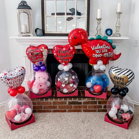 Valentine Ballons Ideas, Valentine Balloon Bouquet Gift Ideas, Valentines Day Stuffed Balloons, Valentine Stuffed Balloons, Stuffed Balloons Ideas, Stuffed Balloon Ideas Gifts, Ballon Business, Valentines Day Balloons, Valentines Balloons Bouquet