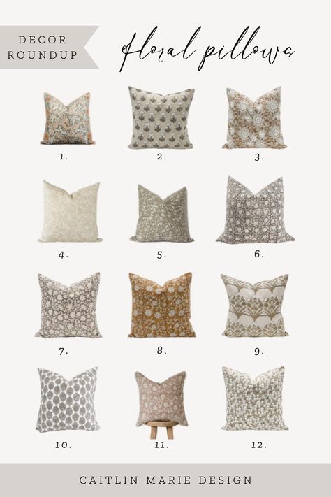 Today I'm rounding up my favorite vintage floral pillow covers from Etsy! These patterns in earthy tones create a cozy, organic look. | designer throw pillows, hand block print pillow cover Farmhouse Antique Decor, Throw Pillow Combinations, Floral Pillow Covers, Block Print Pillow, Neutral Throw Pillows, Throw Pillows Living Room, Block Printed Pillows, Floral Throw Pillow Covers, Modern Throw Pillows