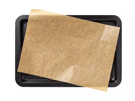 Baking sheet with brown parchment paper isolated on a white background. Sheet Pans, Parchment Paper Baking, Paper Liner, Pickle Jars, Making Life Easier, Cooking Show, Parchment Paper, Baking Tools, Baking Sheet