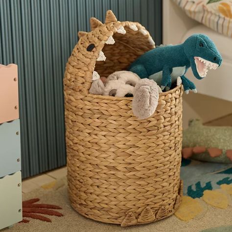 Dinosaur Toy Basket, Baby Storage Organizer, Cuddly Toy Storage, Dino Storage, Dinosaur Playroom, Dinosaur Storage, Bathroom Toy Storage, Ikea Basket, Nursery Baskets