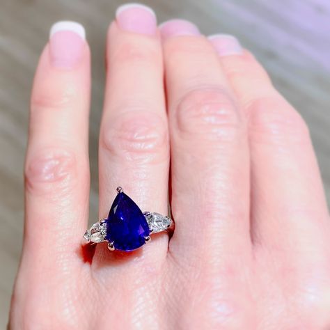 Life is always rocky when you're a gem. 🧡 💍: A platinum open basket 3 stone setting featuring a 5.45 carat pear shaped tanzanite and 2 x .50 carat GIA certified pear shaped diamonds. #tanzanite #pearshapeddiamond #diamond Tanzanite And Diamond Ring, Designer Diamond Jewellery, Gemstone Collection, Tanzanite Diamond Ring, Stone Setting, Pear Shaped Diamond, Custom Engagement Ring, Blue Diamond, Bling Jewelry