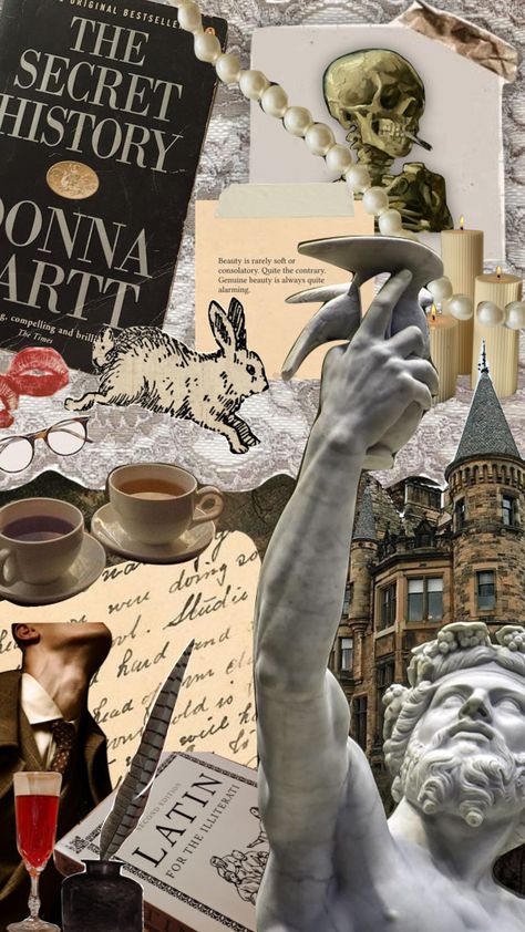 The Secret History Collage, The Secret History Moodboard, The Secret History Wallpaper, History Collage, History Wallpaper, Moodboard Collage, The Secret History, Aesthetic Backgrounds, Book Aesthetic