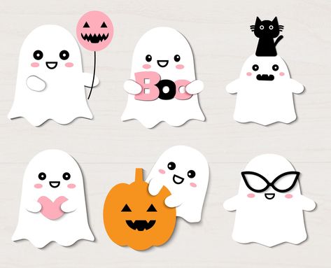 What's Included 6 SVG file All design 6 DXF file All design 1 AI All design 1 EPS All design - Commercial use - unlimited projects Restrictions on purchases - You cannot sell or distribute files - You can't include files and in the product as a free download. - Not to be resold as any type of digital download. Ghosts Cartoon, Cute Halloween Coloring Pages, Moldes Halloween, Carte Halloween, Halloween Cartoon, Ghost Cartoon, Cartoon Svg, Creation Art, Halloween Fonts