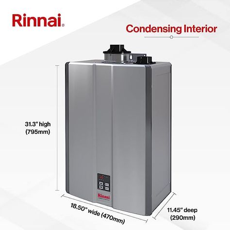 Rinnai RSC199iP Smart-Circ Condensing Gas Tankless Water Heater, Super High Efficiency Plus Propane Heater, Up to 11 GPM, Indoor Installation, 199,000 BTU - - Amazon.com Tankless Water Heater Gas, Bathroom Vent, Outdoor Installation, Propane Heater, Heat Exchanger, Tankless Water Heater, Home Upgrades, Ceramic Sink, Propane