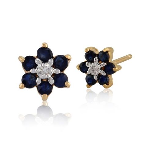 Gemondo Sapphire Cluster Earrings, 9ct Yellow Gold 0.43ct Sapphire & Diamond Floral Stud Earrings Gemondo http://www.amazon.co.uk/dp/B002W6MQFM/ref=cm_sw_r_pi_dp_L8fswb0NZ2XJK Diamond Cluster Earrings, Round Sapphire, Floral Studs, Floral Collection, Diamond Flower, Cluster Earrings, Accessories Jewelry Earrings, Fine Earrings, Sapphire Gemstone