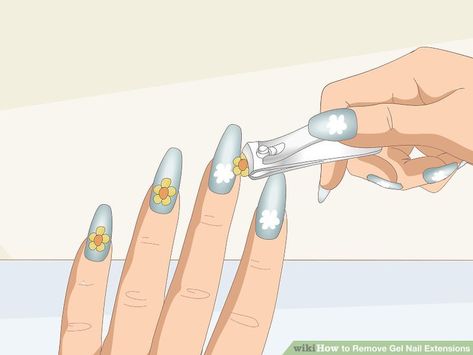 Easy Ways to Remove Gel Nail Extensions: 13 Steps (with Pictures) Removing Gel X Nails, Nails Healthy, Gel Nail Removal, Gel Overlay, Soft Gel Nails, Gel Nail Extensions, Gel Extensions, Gel Tips, Cuticle Oil