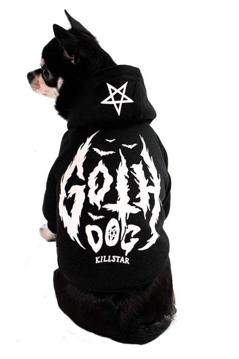 Goth Dog Pet Hoodie | Killstar Goth Pet Accessories, Goth Dog Accessories, Goth Animals, Pet Decor, Babies Stuff, Dog Vests, Kei Visual, Cool Dog, Guide Dog