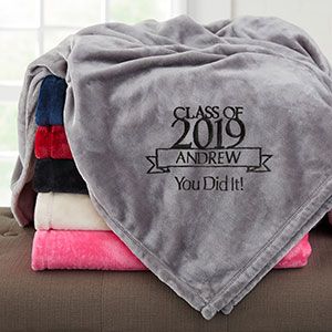 Graduation Personalized 50x60 Grey Fleece Blanket - #23202-SG Embroider Ideas, Personalization Mall, College Colors, College Graduate, Classic Office, Blanket Diy, Blanket Black, Gray Blanket, Football Coach