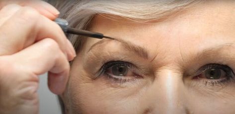 How to Properly Define Eyebrows Over 50 - Makeup for Mature Faces | Upstyle Eyebrows Over 50, Eye Makeup Over 40, Make Up Over 50, Overplucked Eyebrows, Eyebrow Tutorial Shaping, Thicker Eyebrows Naturally, Grey Hair And Makeup, Thicker Eyebrows, How To Do Eyebrows