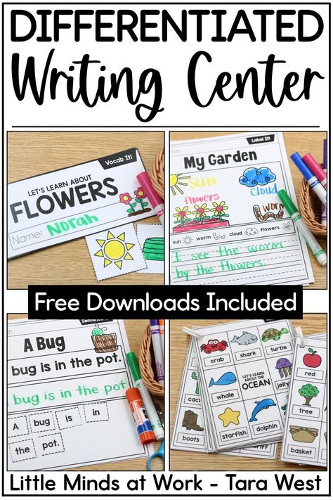 Free Writing Centers For Kindergarten, Writing Station First Grade, Elementary Writing Center, Second Grade Writing Center, Writing Activities For Elementary, Work On Writing 1st Grade, Kindergarten Writing Activities Free, Kinder Writing Activities, Kindergarten Writing Center Setup