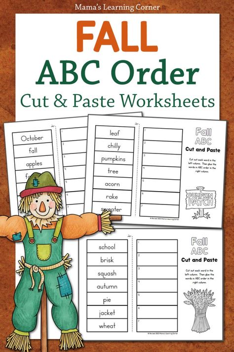 Fall Worksheets For 1st Grade, Abc Order Worksheet 2nd Grade, Autumn Worksheets For Kindergarten, Alphabet Fall Activities, Color By Letter Free Printables Fall, Abc Order Activities, Fall Homeschool, Abc Order Worksheet, Lauren Hill