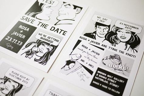 Fun Black and White Comic Strip Wedding Invitation by ... | Invitatio… Comic Wedding Invitations, Manga Wedding, Comic Wedding, Comic Book Wedding, Comic Template, Black And White Comics, Black And White Wedding Invitations, Creative Wedding Invitations, Saving Your Marriage