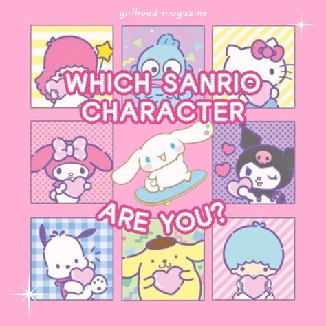 a lil something fun on girlhood mag today ~ which sanrio character are you? swipe to see which character best represents you and your personality! design by @kimmeratsu . . . #sanrio #sanriocore #sanriocharacters #sanriocollection #sanrioplush #sanriofriends #hellokittycore #pompompurin #mymelodyandkuromi #mymelody #mymelodyedit #cinnamoroll #cinnamorollsanrio What Sanrio Character Are You, Which Sanrio Character Are You, Pompompurin Human, All Sanrio Characters, Sanrio Characters, Cute Characters, Wallpaper Iphone Cute, Wallpaper Iphone, Instagram A