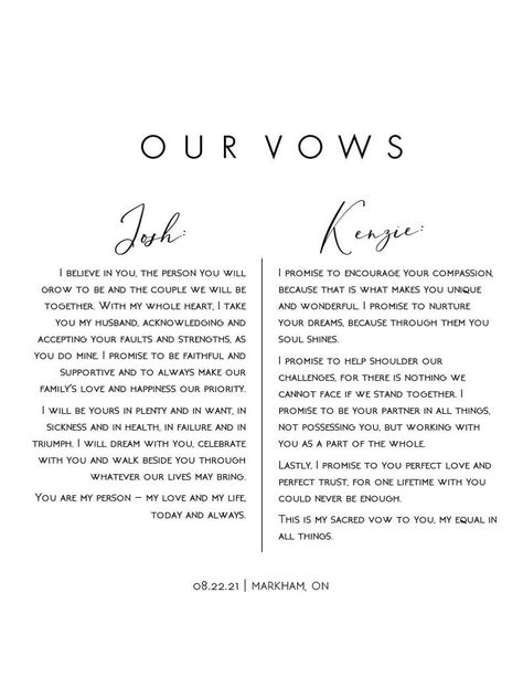 Personalized Wedding Vows Customized Digital Downloadable - Etsy Wedding Vows As Decor, How To Write Wedding Vows To Wife, Custom Wedding Vows, How To Write Wedding Vows, Wedding Vow Format, Vows For High School Sweethearts, Display Vows At Wedding, Beautiful Wedding Vows, Personal Wedding Vows To Husband